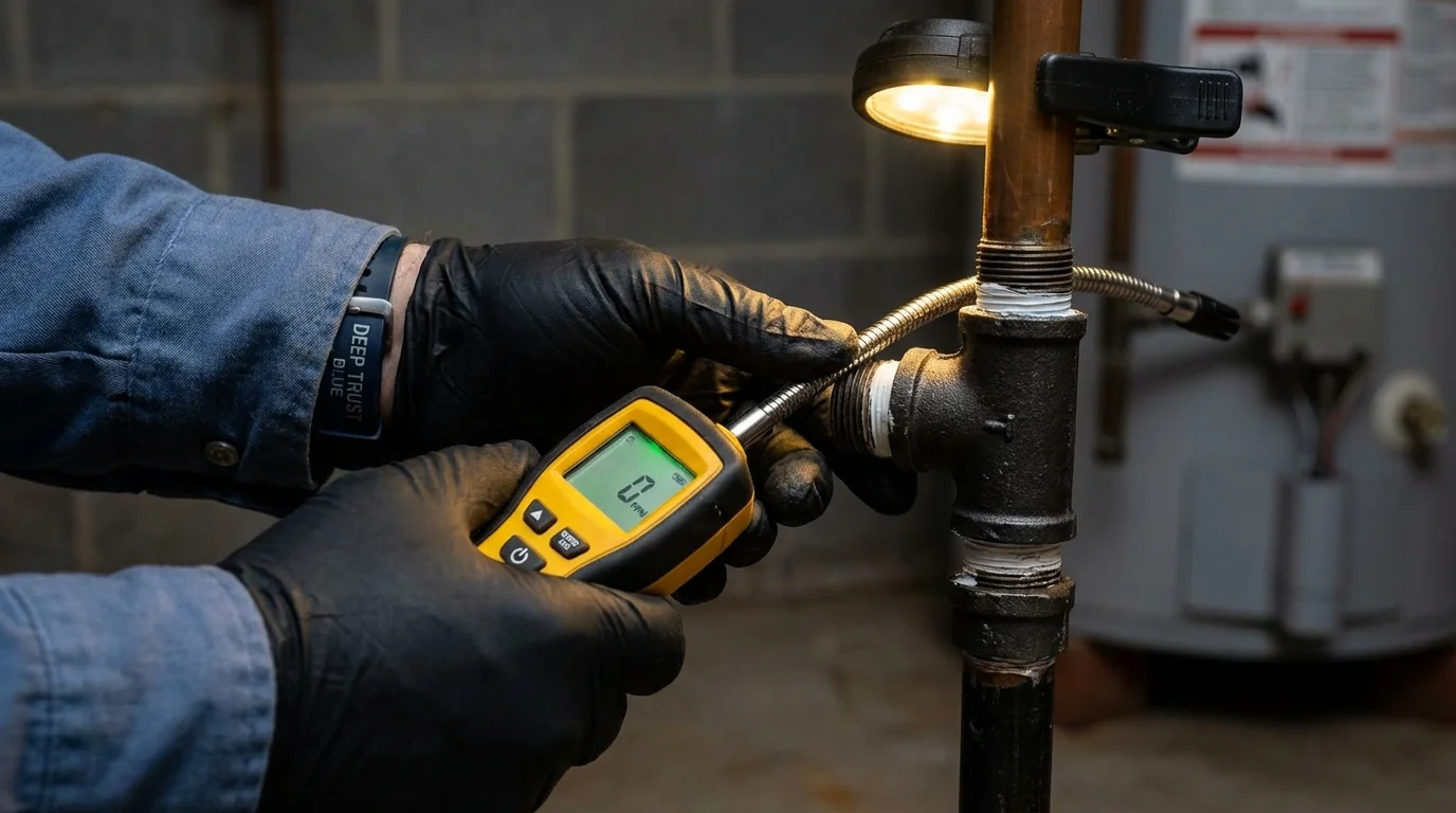Gas leak detection with electronic sniffer by Johns Plumbing LLC in Orion